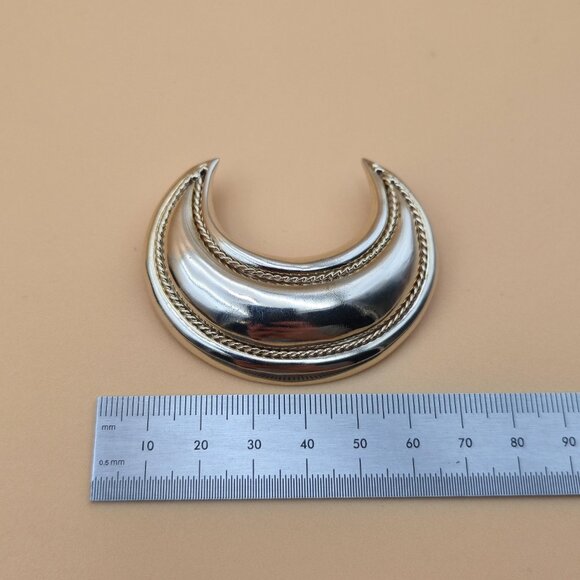 Victorian Crescent Moon Brooch — Erica Weiner Sterling Silver And 14kt Gold Rope Crescent Moon Pin Brooch B716